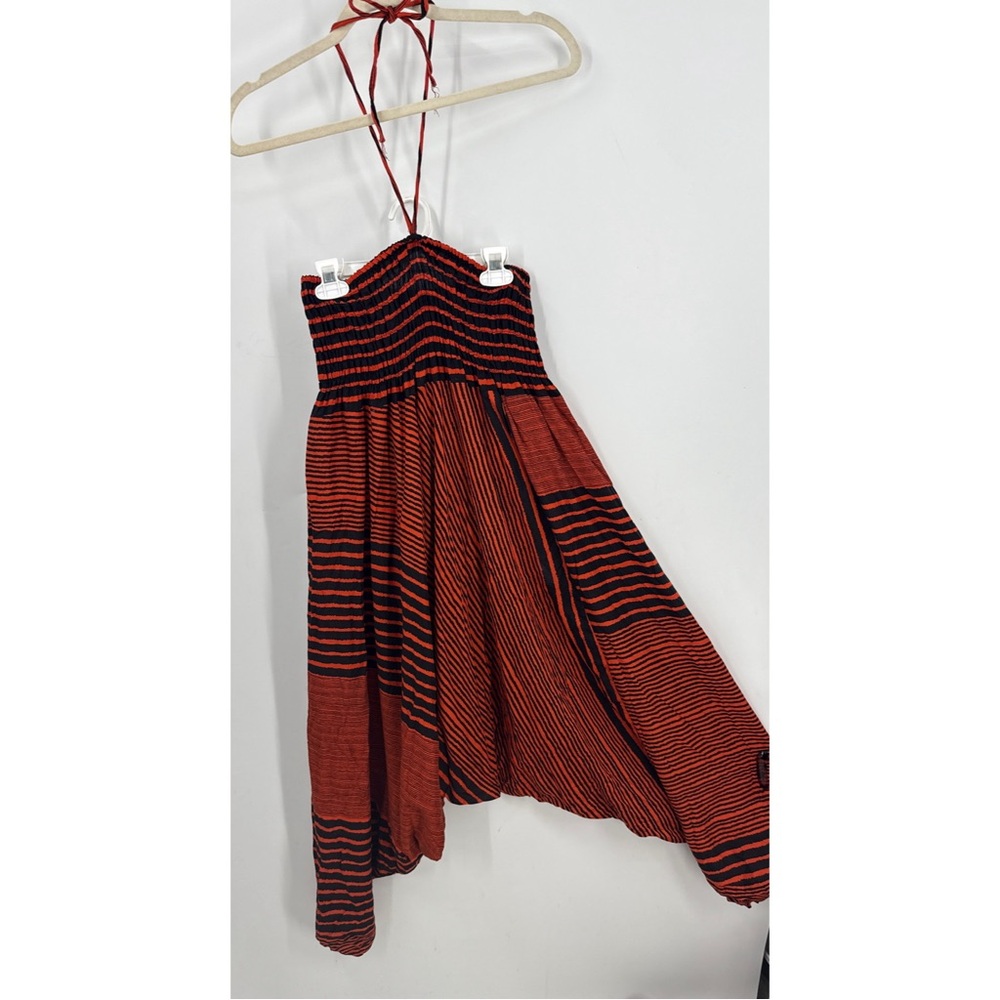 Bangkok boho hippie MC Hammer  yoga Striped Halter jumpsuit /pants OS